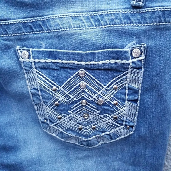 Earl Jeans Women's 12 Skinny Blue Bootcut Jeans Embroidered 32.5" 29" 9.75" - Picture 9 of 11